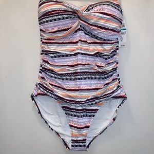 ANNE COLE Twist Strapless One-Piece Swimsuit